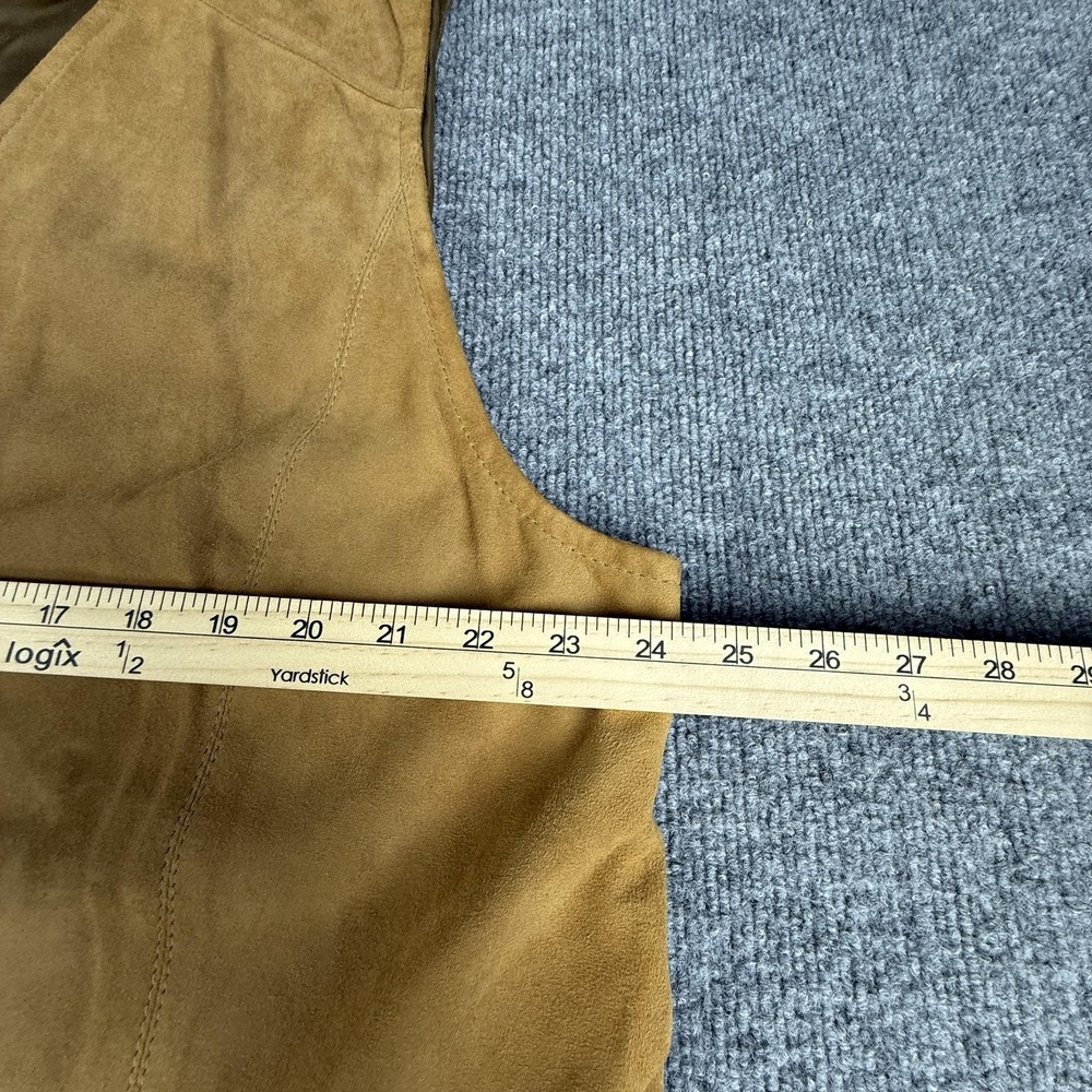 Elisabeth Vest Womens 1X Brown Suede Button Front Long Lined Pockets Casual - Picture 12 of 15
